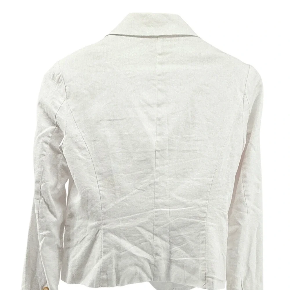 H‎ By Halston White Linen Blazer Ivory Small Lined Coastal Chic Cowgirl